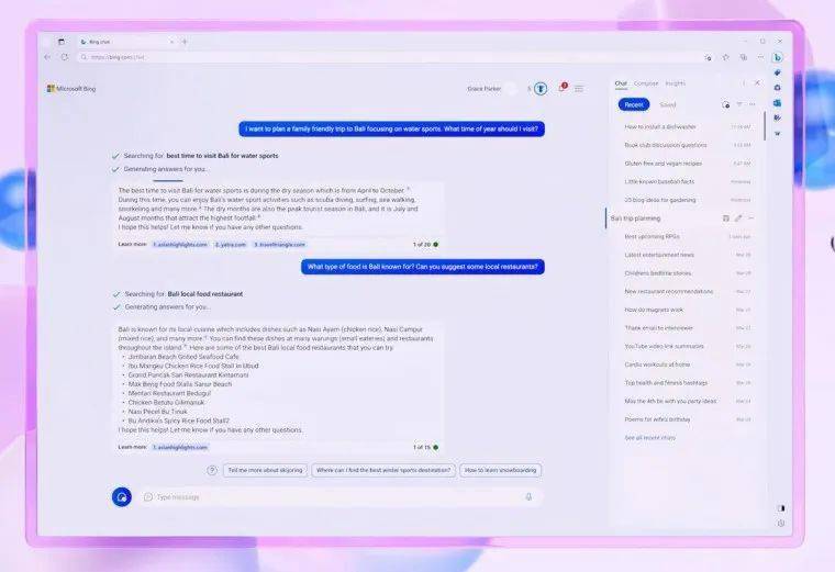 Bing Chat聊天现已正式进入开放预览模式，任何人都可以使用