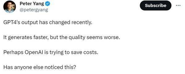 现在的GPT-4非常令人失望 不少用户抱怨OpenAI的ChatGPT-4变得不那么强大了