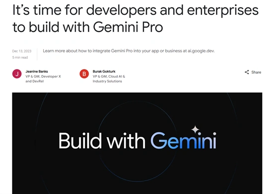 重磅！谷歌开放Gemini Pro API，媲美ChatGPT的强大AI功能免费提供