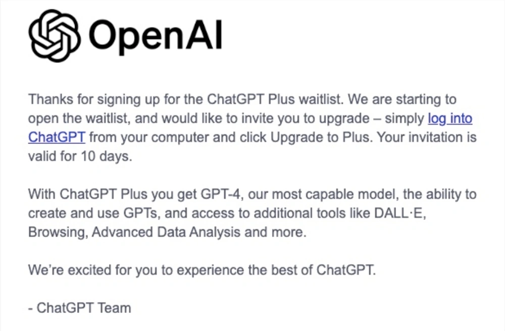 OpenAI逐步恢复ChatGPT Plus会员注册，部分用户已收到邀请