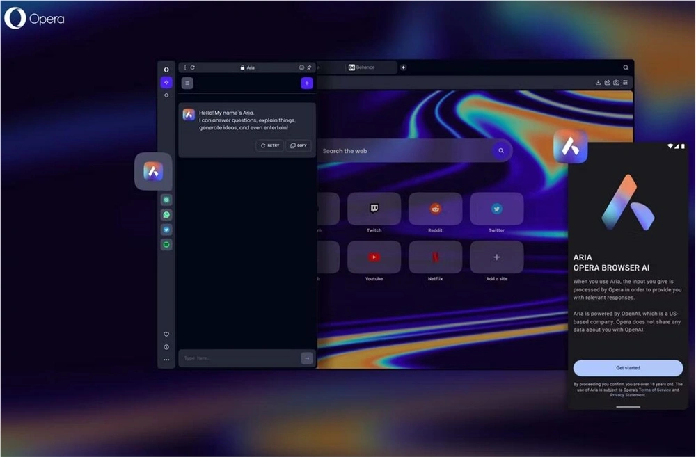 Opera浏览器推出全新升级的AI工具：Aria，带来更高效、更个性化的浏览体验