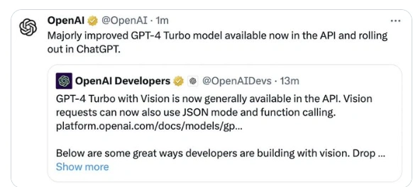 OpenAI发布GPT-4-Turbo正式版，全新图像识别功能亮相