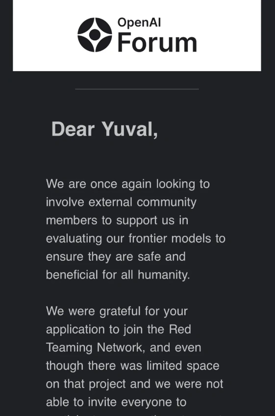 有网友曝光OpenAI 发给红队测试人员邀请邮件：GPT-5已经开始红队测试