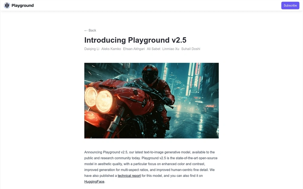 Playground v2.5官网体验入口 AI在线图像生成器免费使用地址