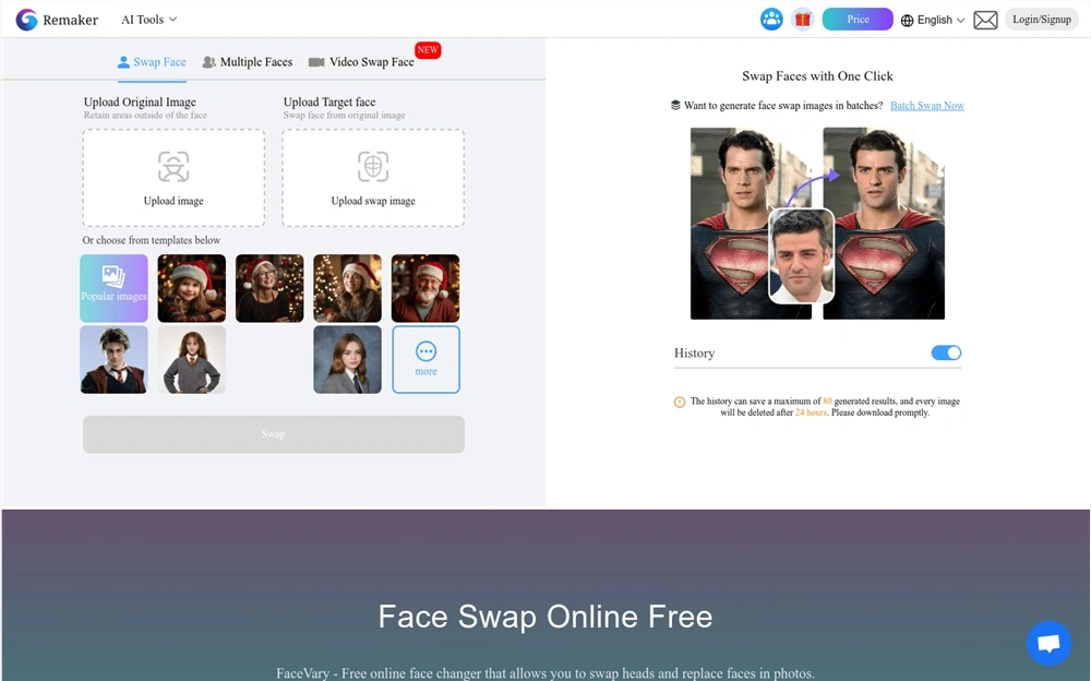 FaceVary Face Swap Online Free官网体验入口 AI免费换脸工具使用方法